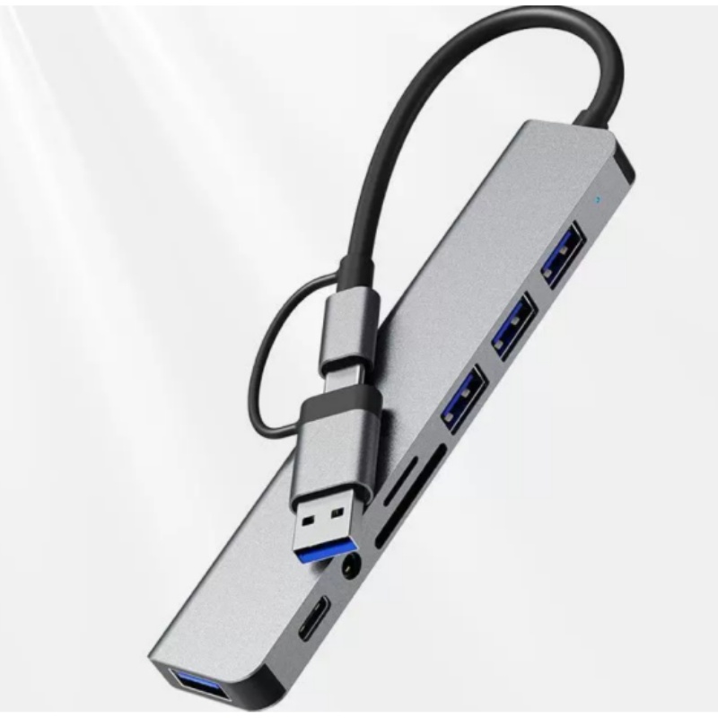 Laptop Accessories Hub - Dwugłowicowy Hub USB-C 8-w-1 z Czytnikiem
